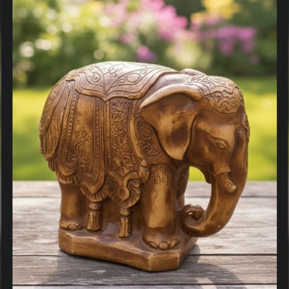 Vintage Wood Carved Heavy Elephant